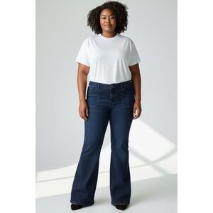 Lane Bryant Women's Petite Ultra High-Rise Flare Magic Waistband Dark Size 24P